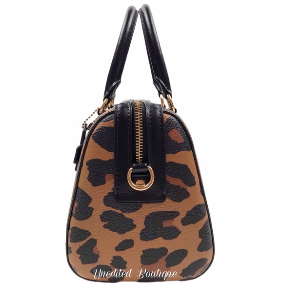 COACH Rowan Satchel Handbag In Leopard Print - Picture 4 of 13
